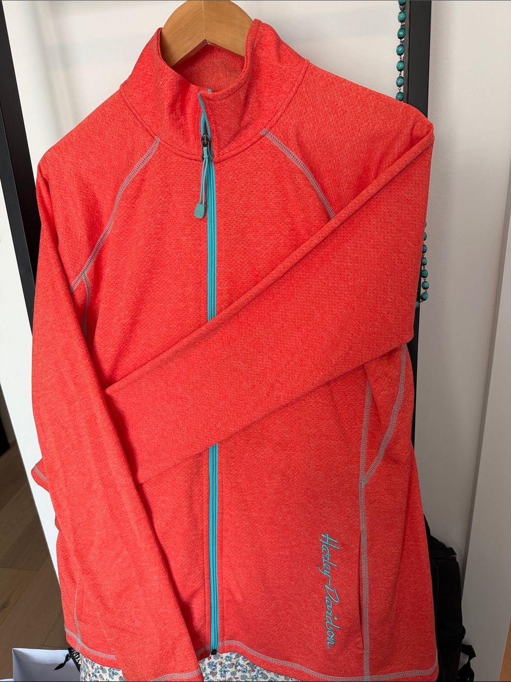 Harley-Davidson Coral Jacket with Teal Zipper